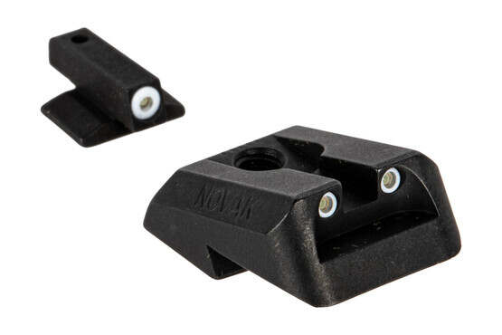 Night Fision Perfect Dot night sight set with square notch, white front and white rear ring for Novak-cut 1911s.